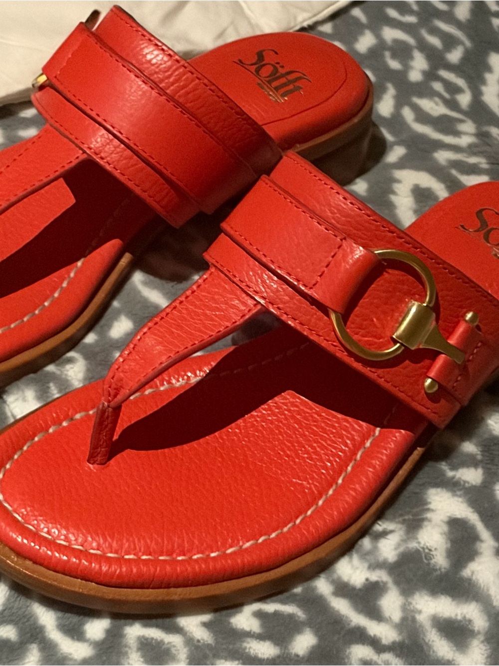 Sofft leather Fernanda coral sandal with gold buckle (8)